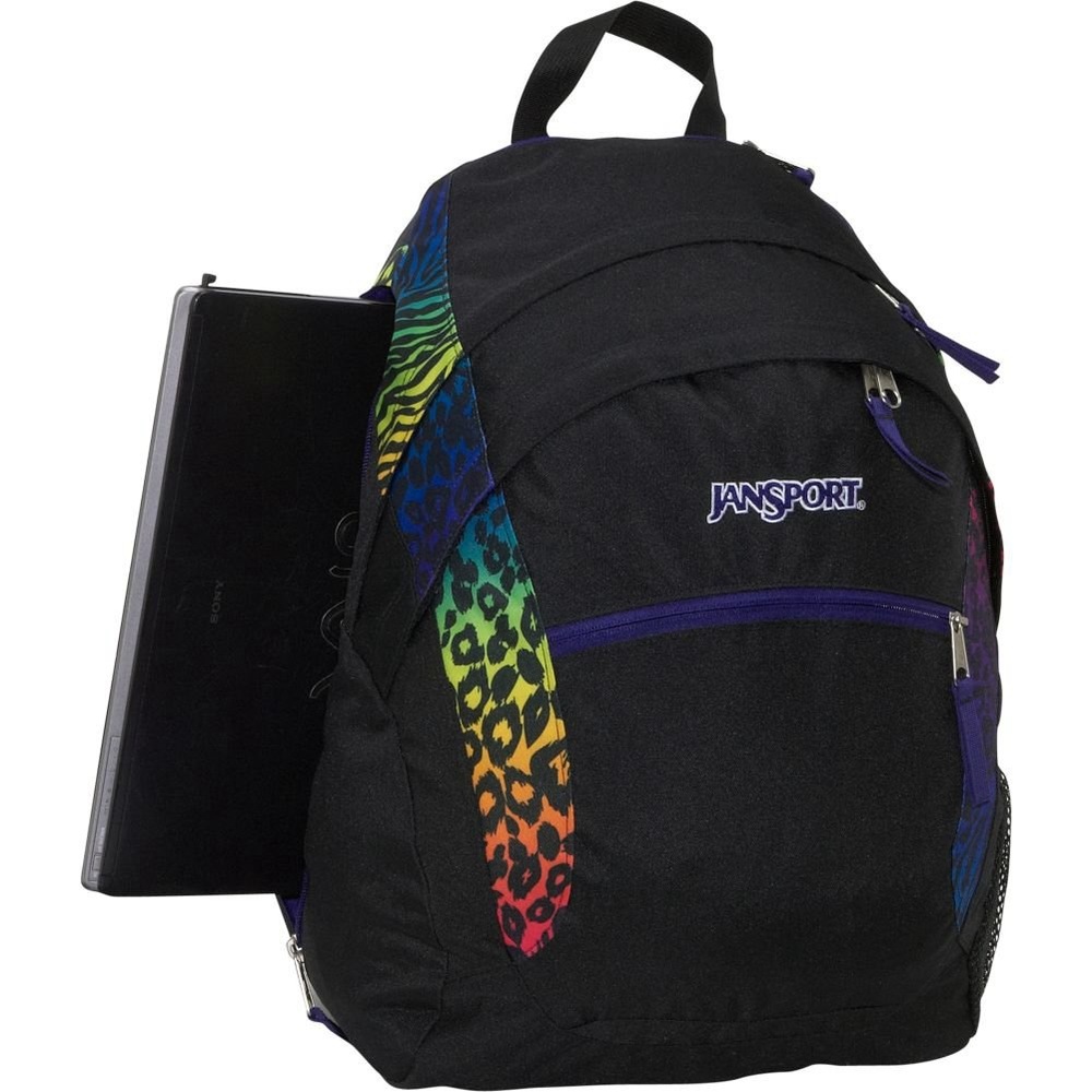 Y2k Jansport Black Backpack Animal print Leopard Design like new